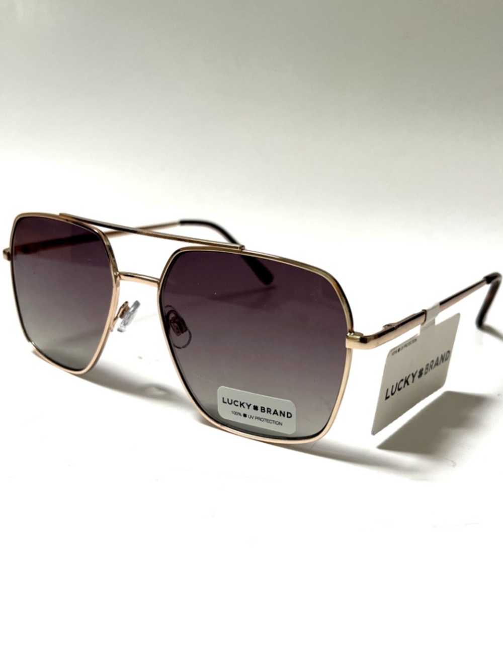 New LUCKY BRAND Double Bridge Aviator Sunglasses Metal Brown Lens